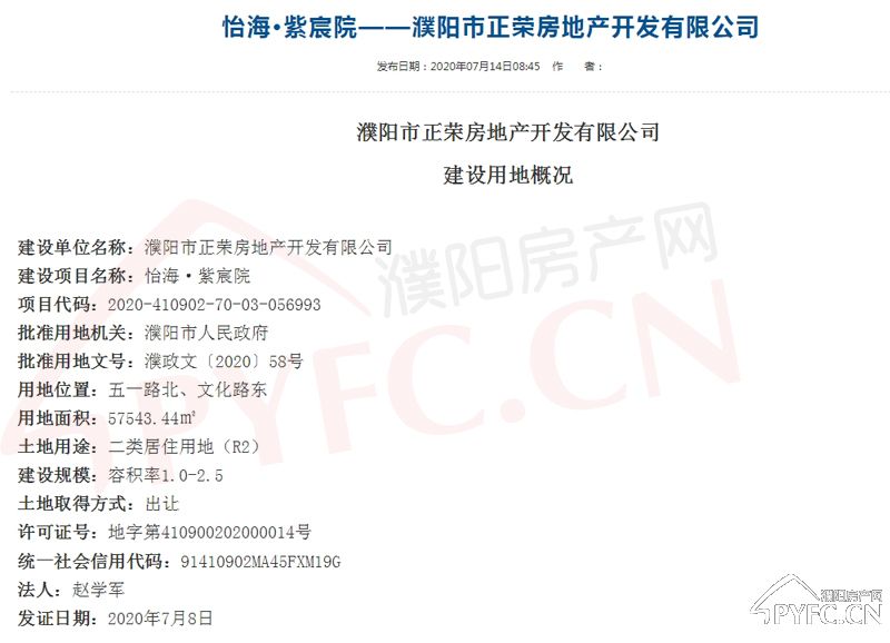 最终由濮阳市正荣房地产开发有限公司以610万元/亩的价格收入囊中,总